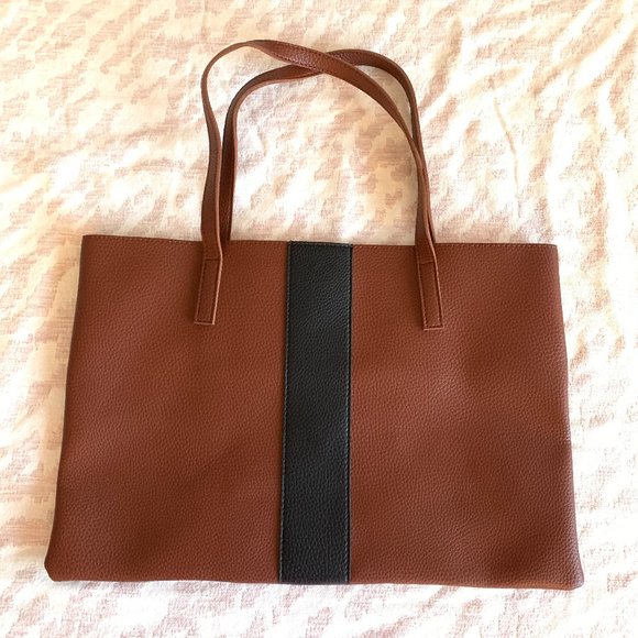 Vince Camuto Handbags - Vince Camuto Vegan Leather "Luck" Tote - Brown and Black